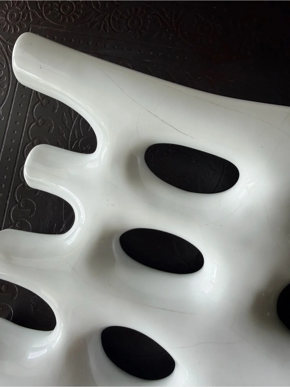 VTG Postmodern White Ceramic Biomorphic Ikebana Vase Sculptural Openwork Pottery